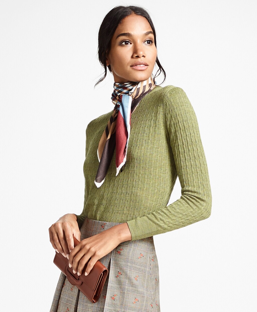 Brooks Brothers Women Cable-Knit Merino Wool Sweater
