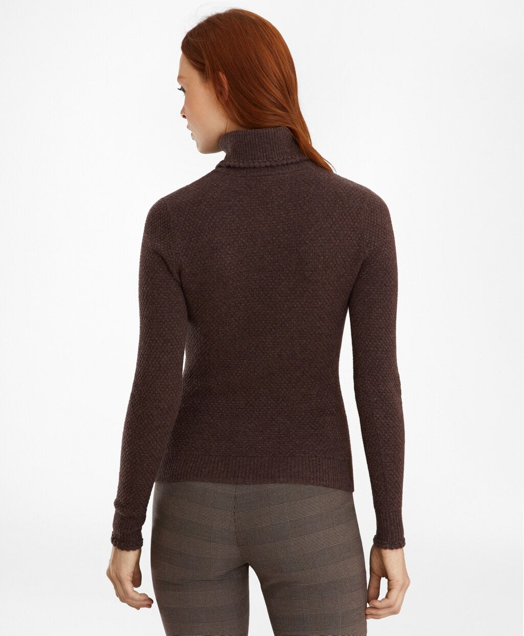 Brooks Brothers Women Tuck-Stitch Cashmere Turtleneck Sweater