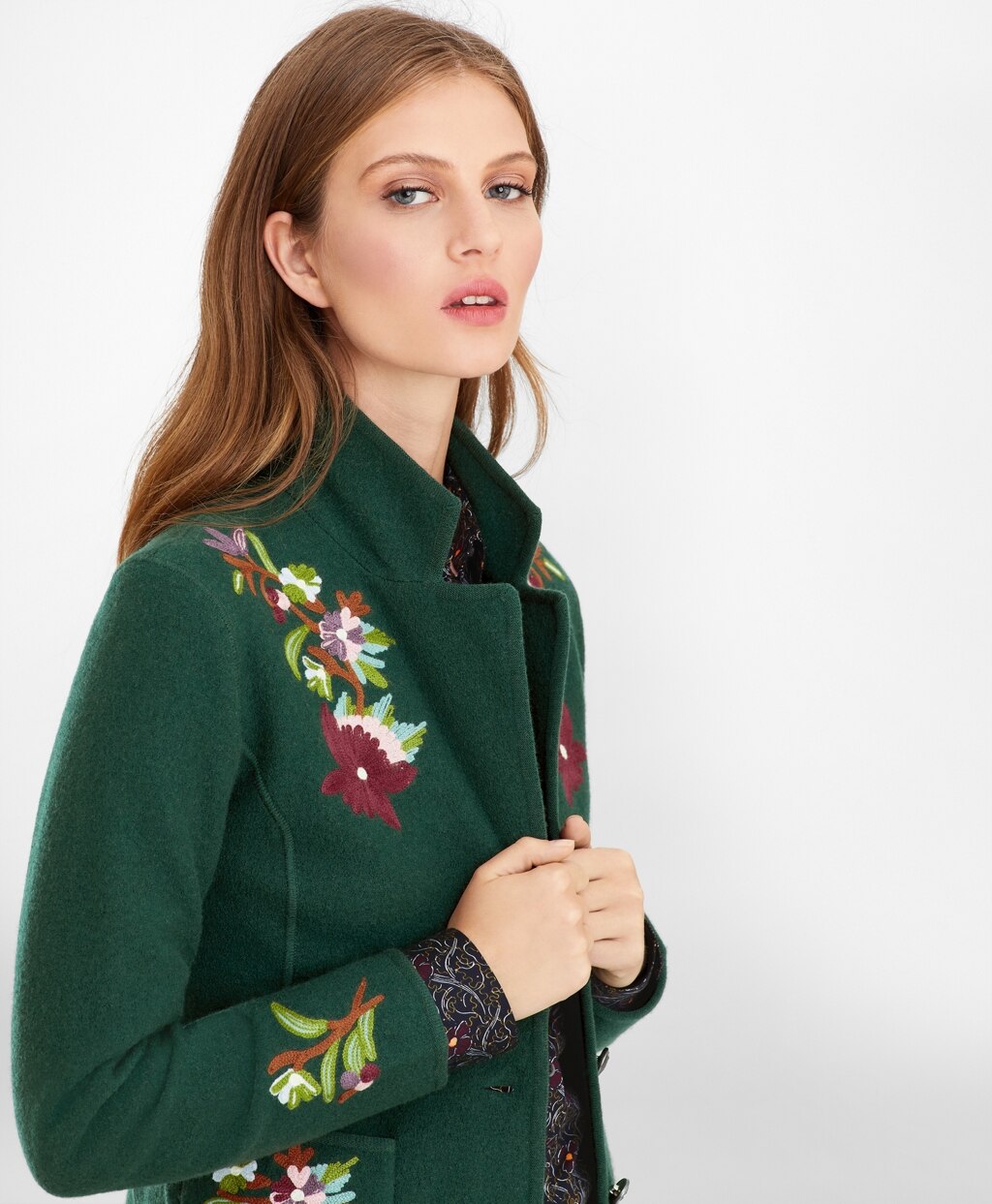 Brooks Brothers Women Floral-Embroidered Merino Wool Jacket