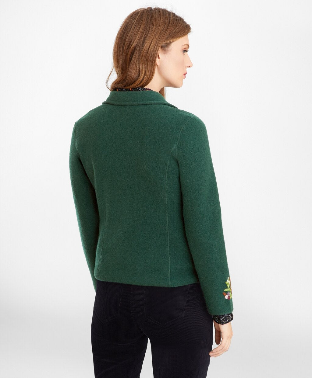 Brooks Brothers Women Floral-Embroidered Merino Wool Jacket