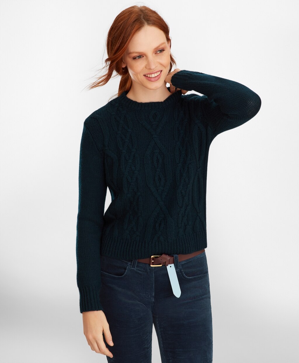 Brooks Brothers Women Wool-Alpaca Cable-Knit Sweater