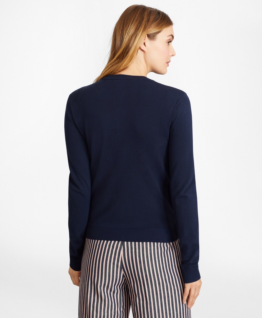 Brooks Brothers Women Grosgrain-Trimmed Cotton Cardigan