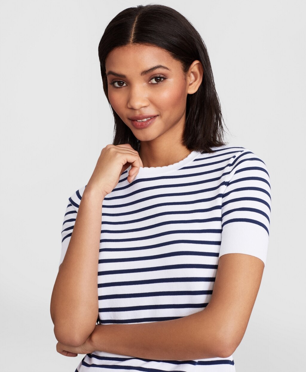 Brooks Brothers Women Striped Short-Sleeve Shell
