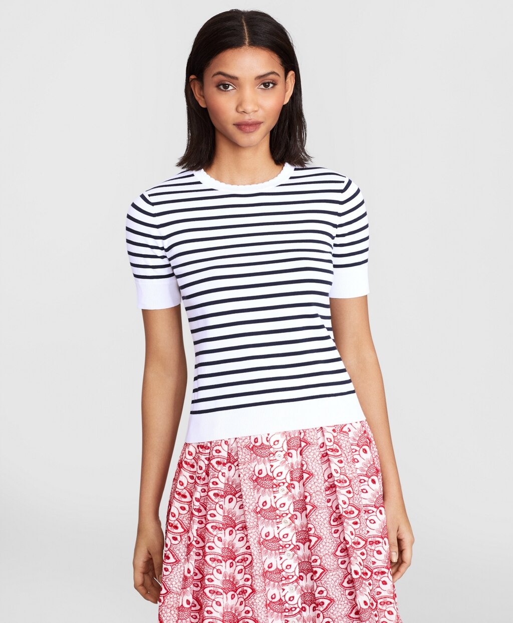 Brooks Brothers Women Striped Short-Sleeve Shell