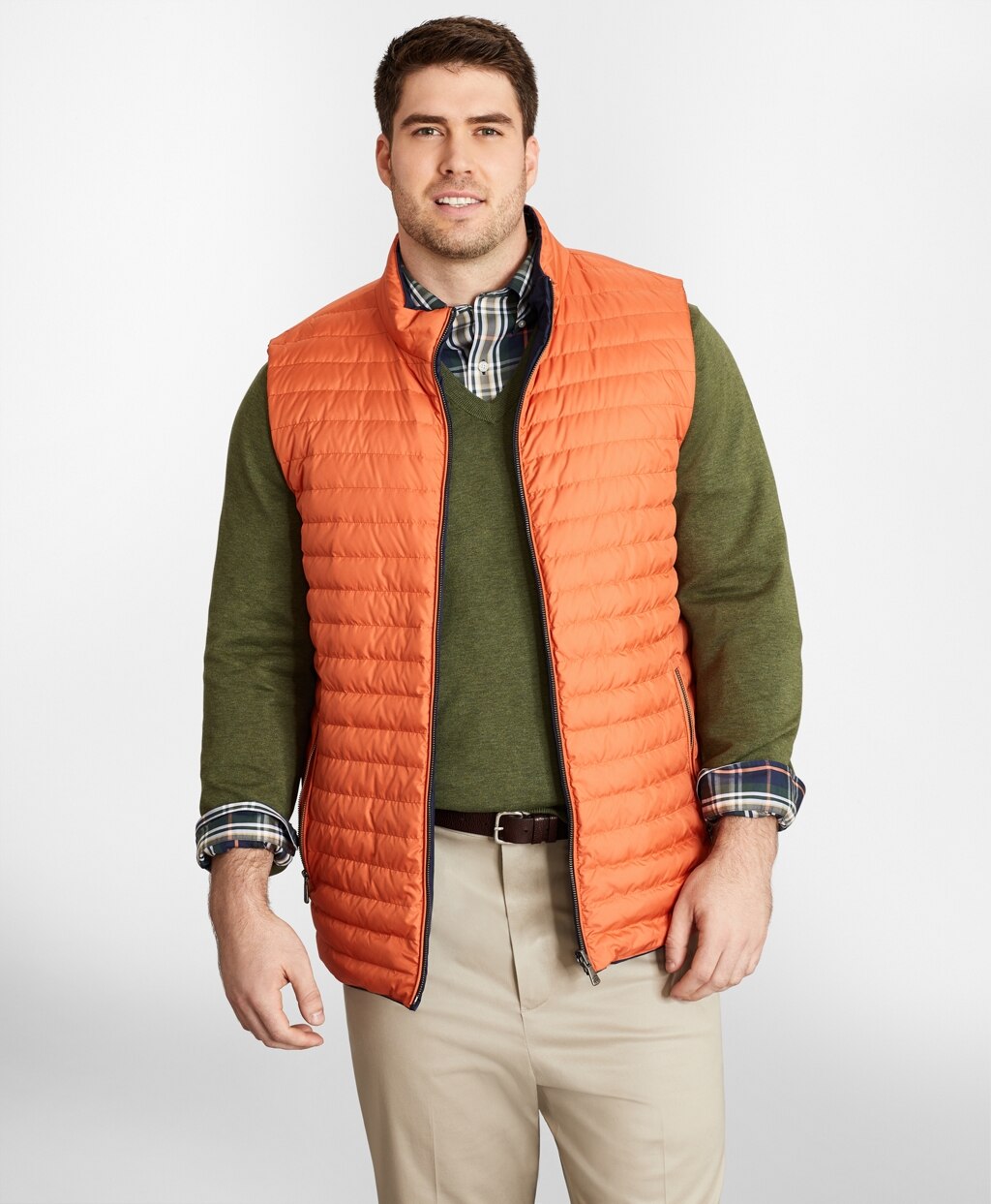 Brooks Brothers Men Big & Tall Reversible Quilted Down Vest